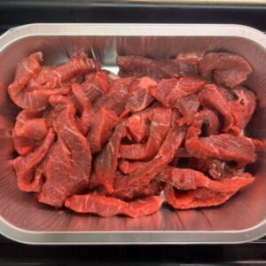 Dry aged sirloin steak strips